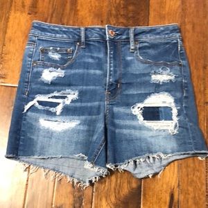 American Eagle Distressed Super Hi Rise Shorts 6